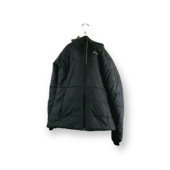 Columbia Girls Black Fur Trim Long Sleeves Full Zip Hooded Puffer Jacket Size L - Picture 1 of 10
